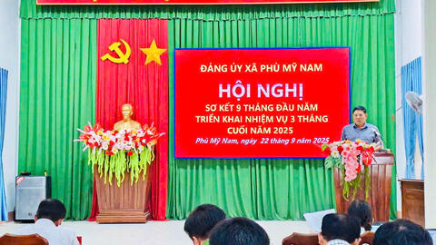 Đảng ủy xã Phù Mỹ Nam tổ chức Hội nghị sơ kết 9 tháng đầu năm, triển khai nhiệm vụ 3 tháng cuối năm 2025